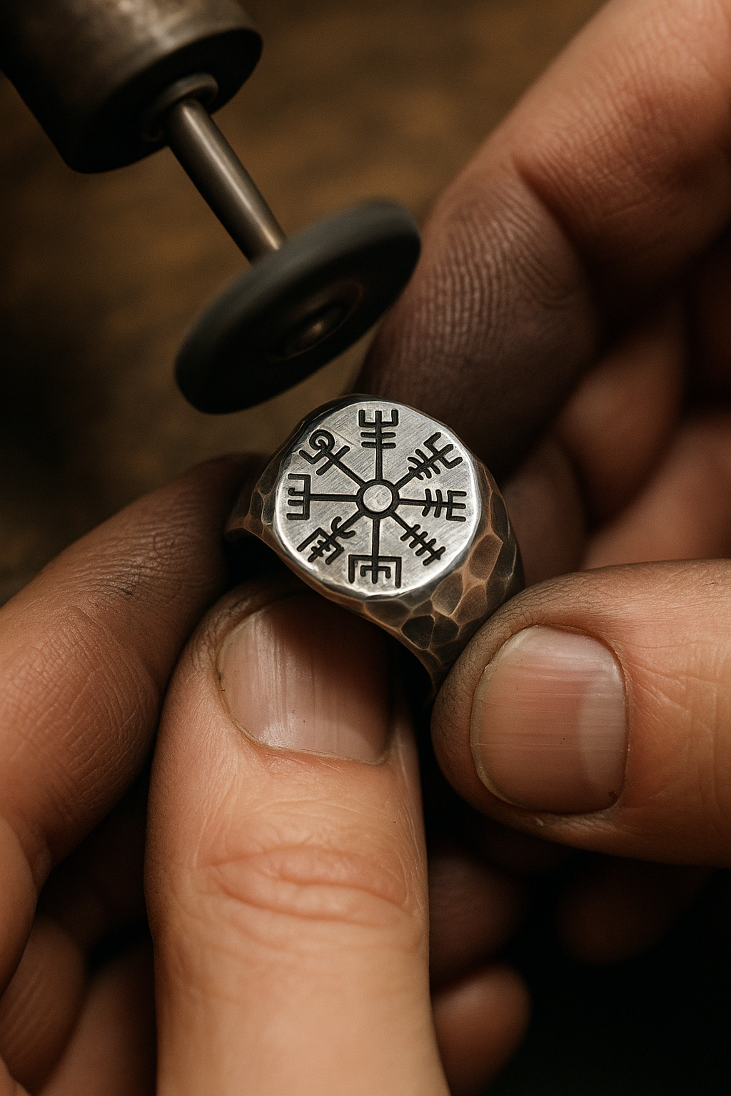 Mystic Viking Ring β Hand-Forged with Compass and Runes