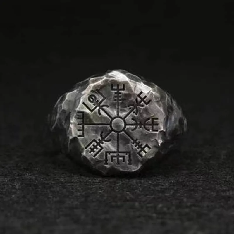 Mystic Viking Ring β Hand-Forged with Compass and Runes