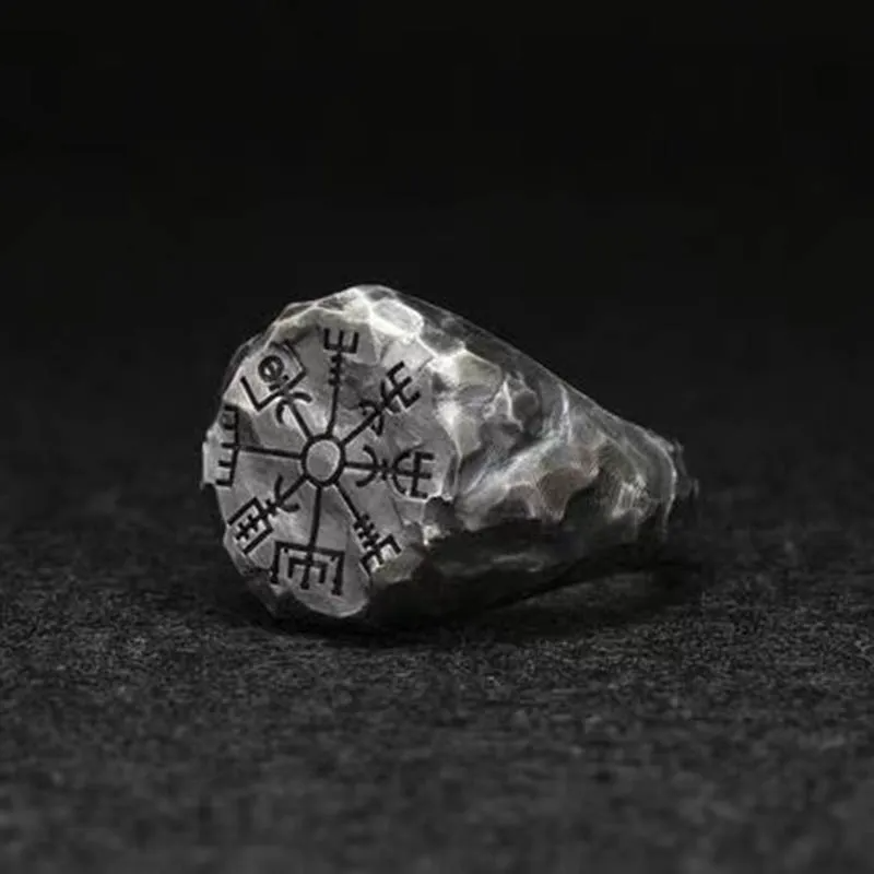 Mystic Viking Ring β Hand-Forged with Compass and Runes