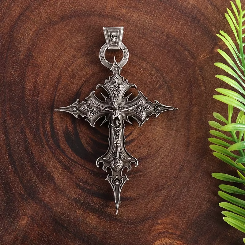 Gothic Skull Jesus Cross Necklace