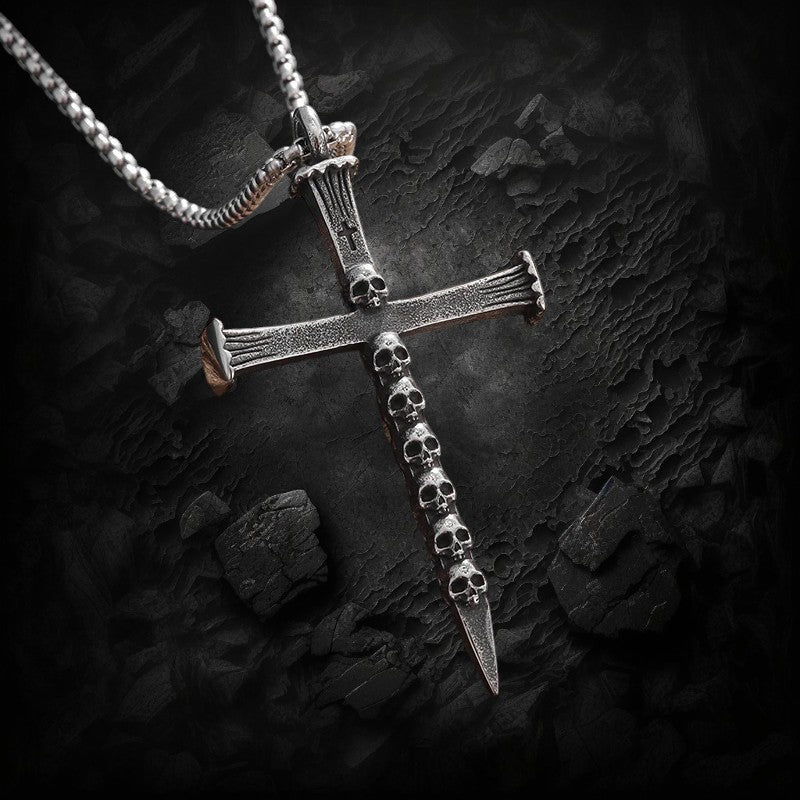 Retro Skull Cross Pendant Necklace for Men