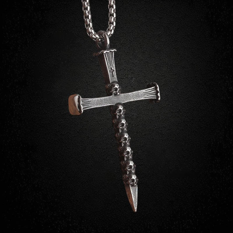 Retro Skull Cross Pendant Necklace for Men