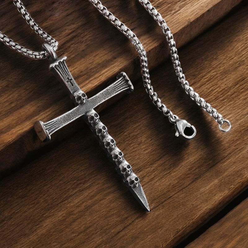 Retro Skull Cross Pendant Necklace for Men