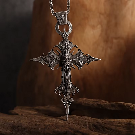 Gothic Skull Jesus Cross Necklace