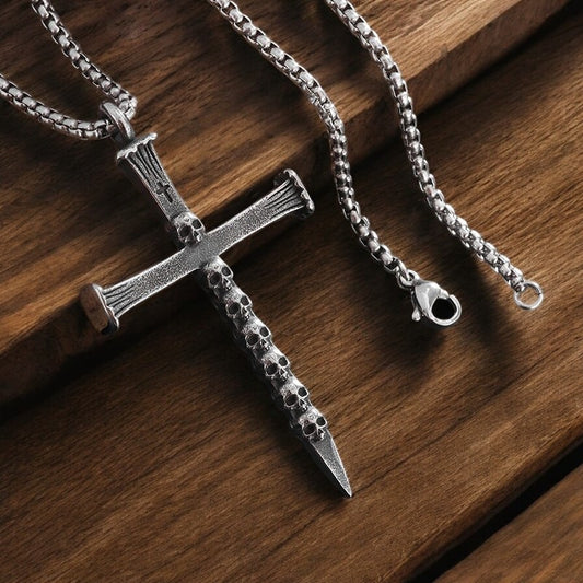 Retro Skull Cross Pendant Necklace for Men